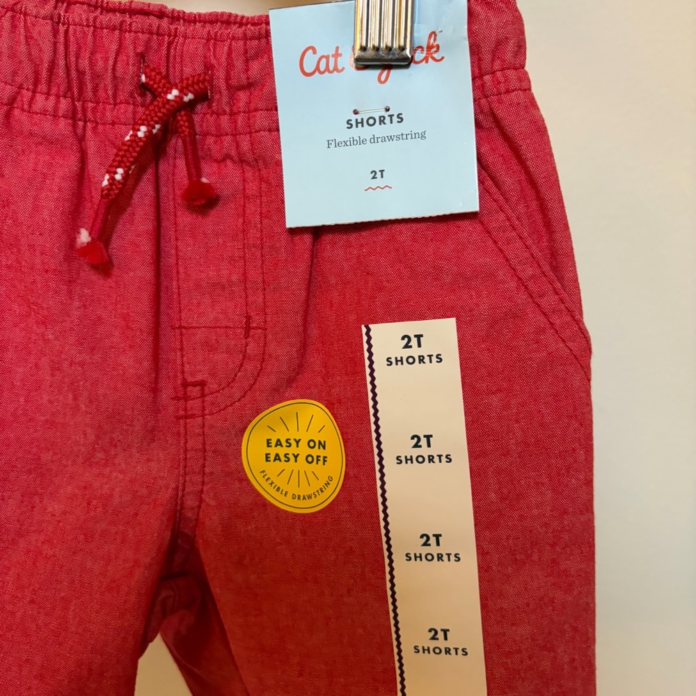 NWT Cat & Jack Toddler Boys Red Chambray Shorts - Size 2T - Picture 3 of 6
